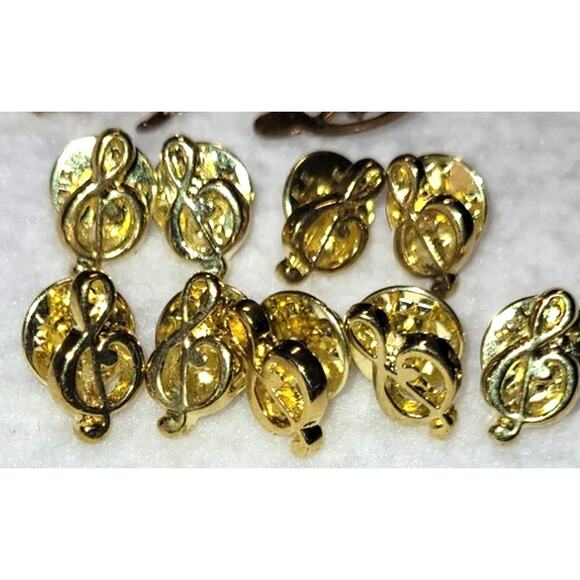 Goldtone Music Notes Tie Tac Hat Pin Lapel Pin Clef Musician Performer Singer - Picture 4 of 5